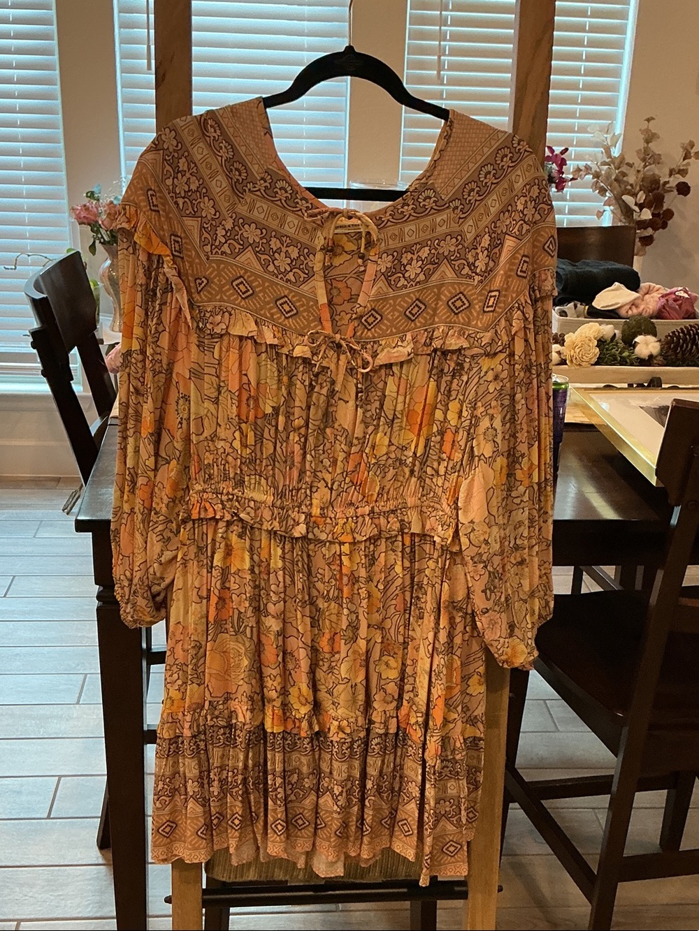 Spell Floral Tiered Long Sleeve Dress - Pink, Cream & Yellow